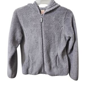 Faded Glory Girls Large 10/12 Gray Sherpa Fleece Zip Up Hoodie